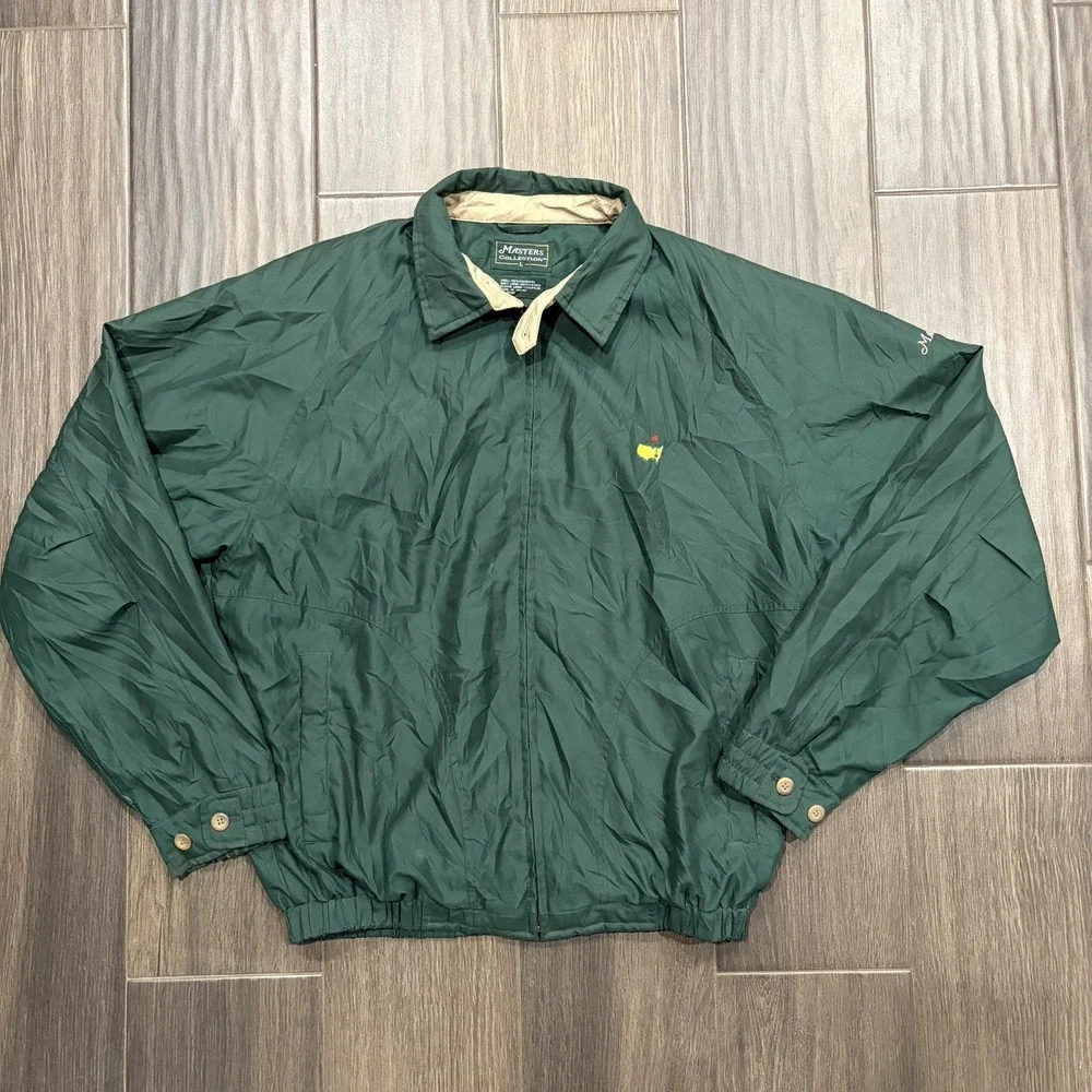 Vintage Masters Collection Green Golf Windbreaker Jacket Large Men's Full Zip